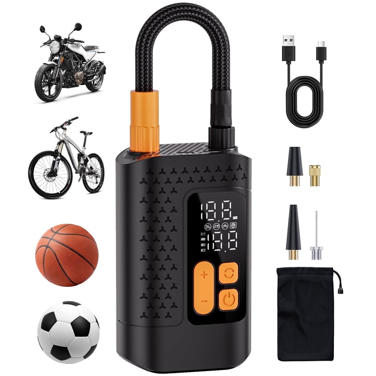 Rehottop Electric Bike Pump, 150psi Inflate Bicycle Pump with Guage, Portable Air Pump with Presta and Schrader Valve, Tire Pump for Road Bike,