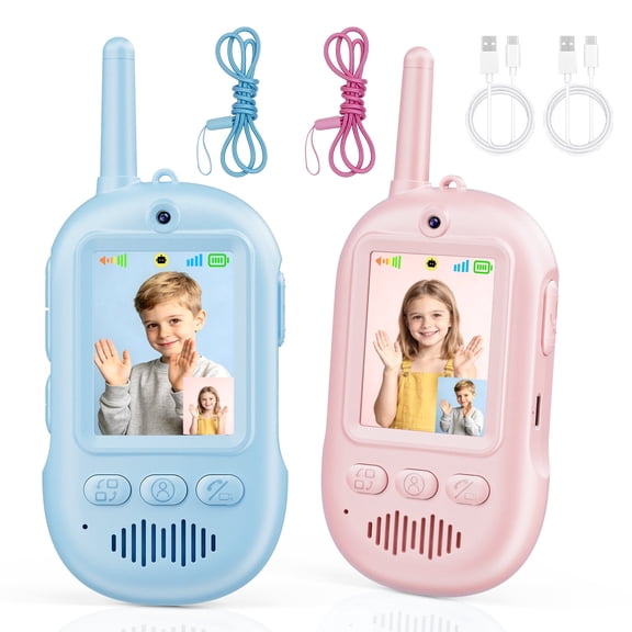 Video Walkie Talkies for Kids, 2 Pack Kids Walkies Talkies with 4 Voice Effects, REHOTTOP Kids Toys for Indoor Outdoor, Birthday Gifts for Boys Girls Age 3-12