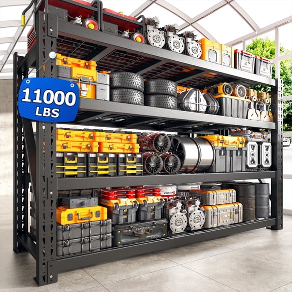 REIBII 11000LBS Heavy Duty Industrial Shelving Unit for Garage Storage,Shop,Warehouse,Basement,Commercial,60"W x 24"D x 72"H