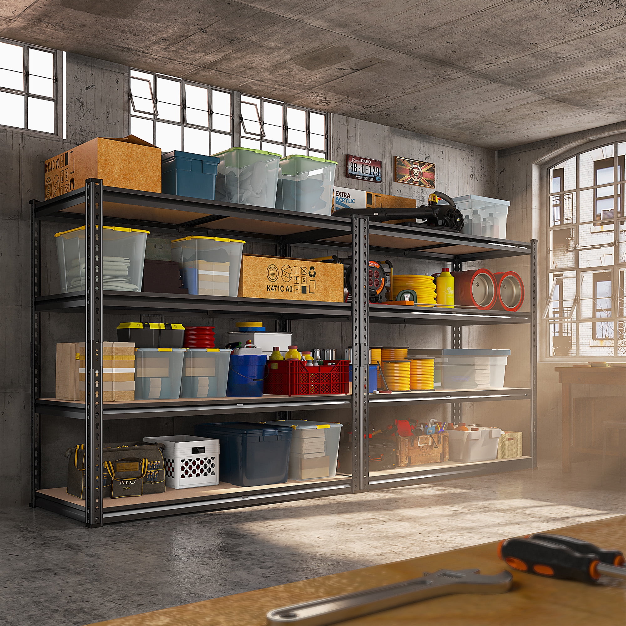 REIBII 2000LBS Storage Shelves Heavy Duty Metal Shelves for Storage