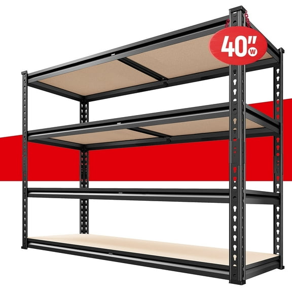 REIBII 2000LBS Storage Shelves Heavy Duty Metal Shelves for Storage Adjustable Garage Shelves,40"W X 20"D X 60"H,Black