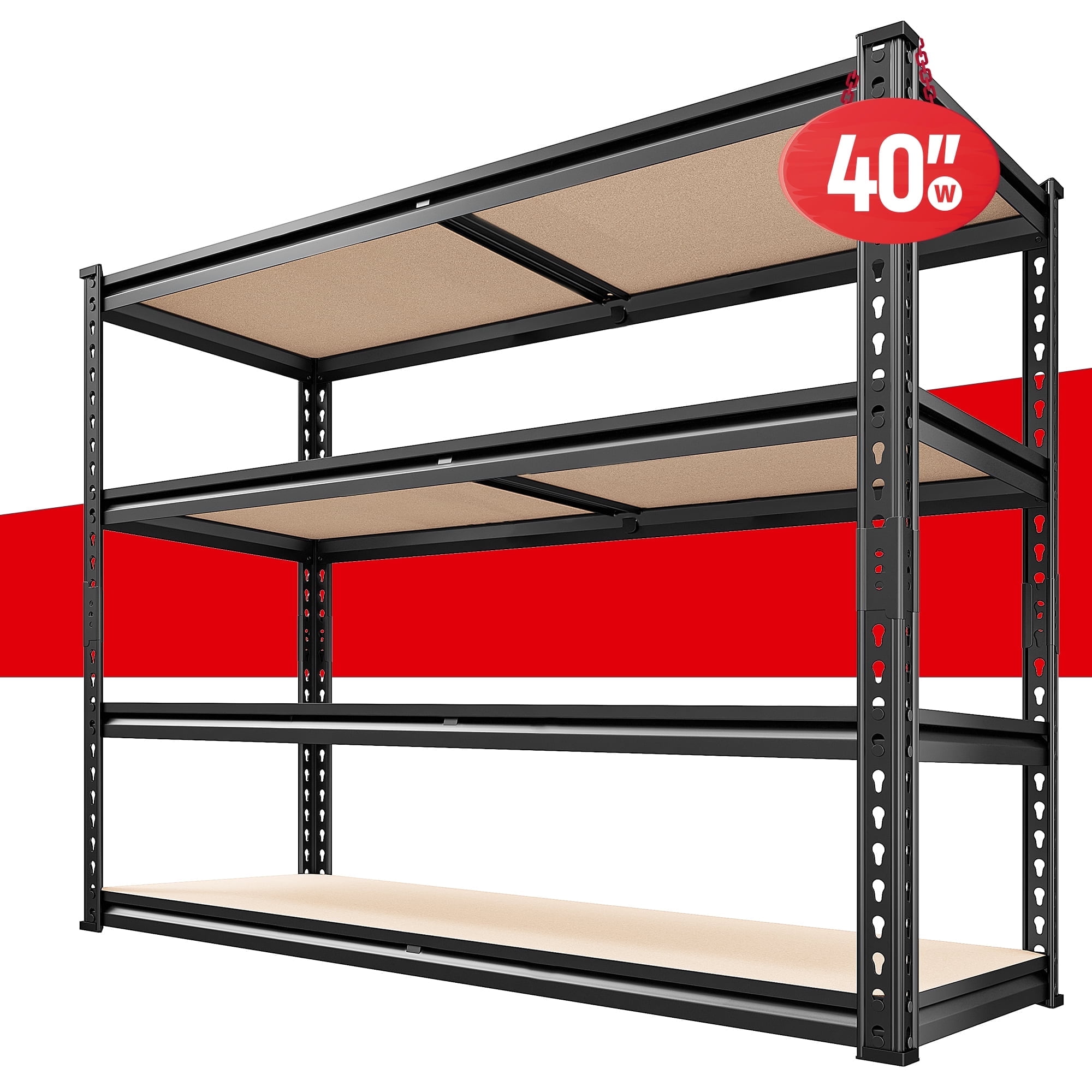 REIBII 2000LBS Storage Shelves Heavy Duty Metal Shelves for Storage Adjustable Garage Shelves,40"W X 20"D X 60"H,Black - Walmart.com