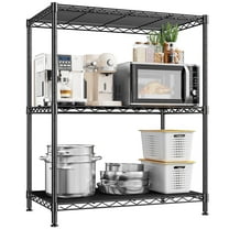 REIBII 3 Tier Wire Shelving Unit,24"W Adjustable Metal Storage Rack,Multipurpose Shelf for Kitchen,Laundry,Bathroom,Black