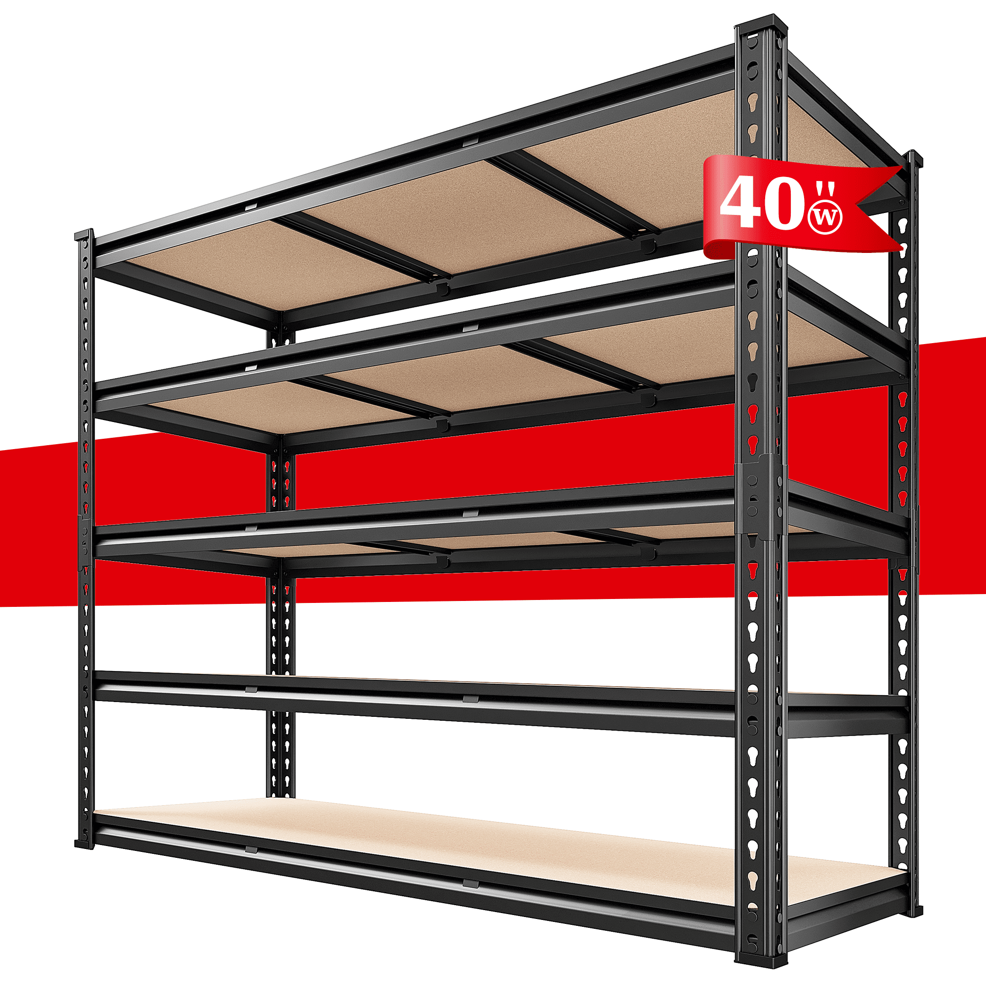REIBII 3000LBS 5Tier Garage Shelving Unit, Heavy Duty Metal Storage