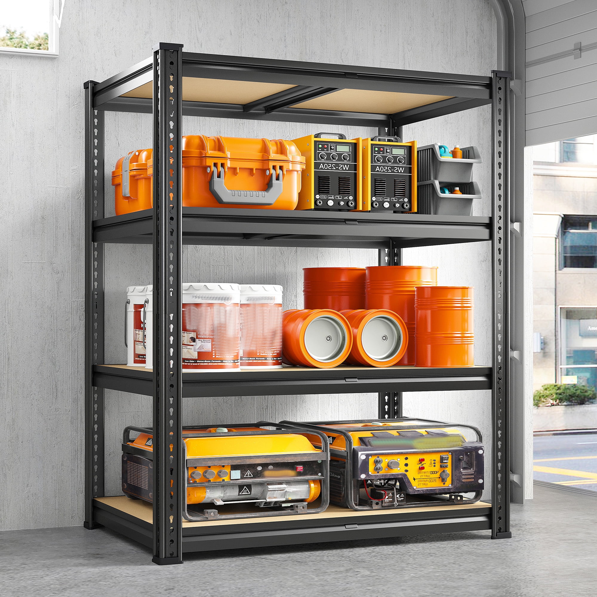 REIBII 4-Shelf Garage Shelving Freestanding Shelves Adjustable Steel ...