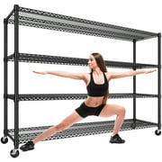 REIBII 4-Tier 60"W Wire Shelving Unit with Wheels Heavy Duty Storage Shelves Adjustable Wire Shelf