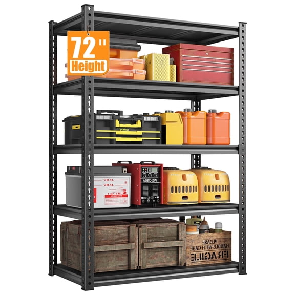 REIBII 5 Tier Adjustable Storage Steel Shelving Unit for Basement,Pantry,Kitchen,72"H x 31.5"L x 16.5"D