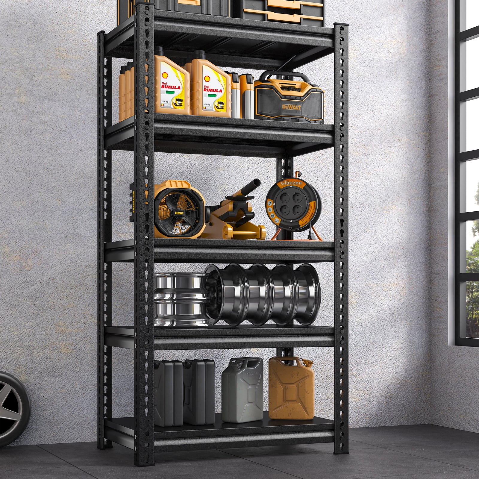 REIBII 72" H 5Tier Garage Shelves Heavy Duty Loads 1690lbs Adjustable Metal Shelf Units