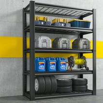 REIBII 5-Tier Garage Shelving Unit Heavy Duty Storage Shelves Holds 2000LBS, Adjustable Metal Shelving Garage Storage Shelves Industrial Shelving Unit for Basement,36" W x 16" D x 72" H Black