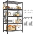 thumbnail image 1 of REIBII 5-Tier Metal Shelving Unit with Side Mesh & Hooks,Adjustable Wire Storage Rack,Narrow Pantry Shelf Organizer for Kitchen,Laundry,Garage,Bathroom,Black, 1 of 10