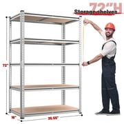 REIBII 5-Tier Storage Shelf Units 2020LBS Adjustable Garage Shelves Heavy Duty,35.55"Lx16"Wx72"H,Galvanized