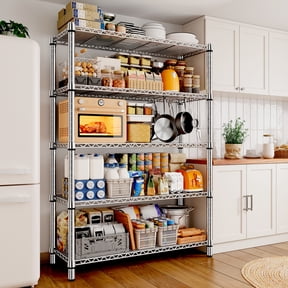 REIBII 5-Tier Storage Shelves Wire Shelving Unit Loads 1200lbs,35.5"Wx71"Hx14"D Heavy Duty Adjustable Storage Rack for Garage,Pantry Shelf,Kitchen Shelving,Chrome
