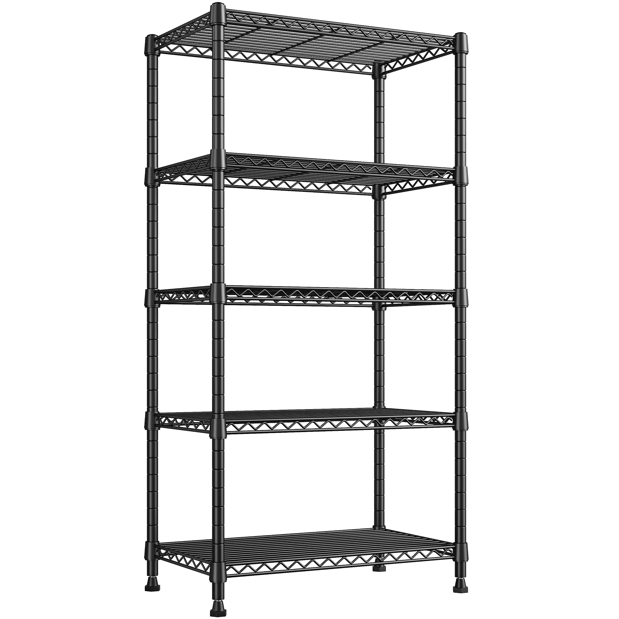 REIBII 5-Tier Wire Shelving Metal Storage Shelves, 1015 lb Capacity, 13.58 x 21.45 x 60 in, Black