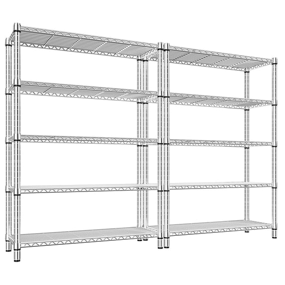 REIBII 5-Tier Wire Shelving Unit for Pantry & Kitchen,35.5"W x 14"D x 71"H Adjustable Metal Storage Shelves,Chrome Organizer Rack