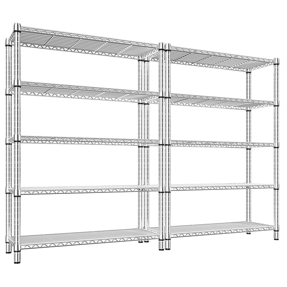 REIBII 5-Tier Wire Shelving Unit for Pantry & Kitchen,35.5"W x 14"D x 71"H Adjustable Metal Storage Shelves,Chrome Organizer Rack