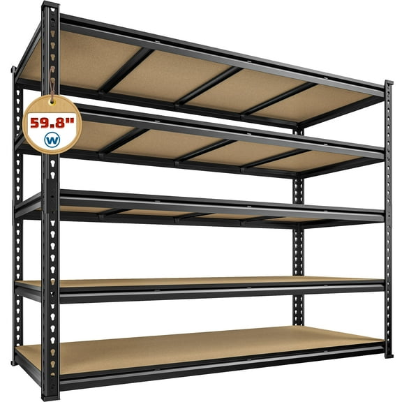 REIBII 59.8"W x 24"D x 72"H Heavy Duty Garage Storage Shelf for Basement Pantry Warehouse