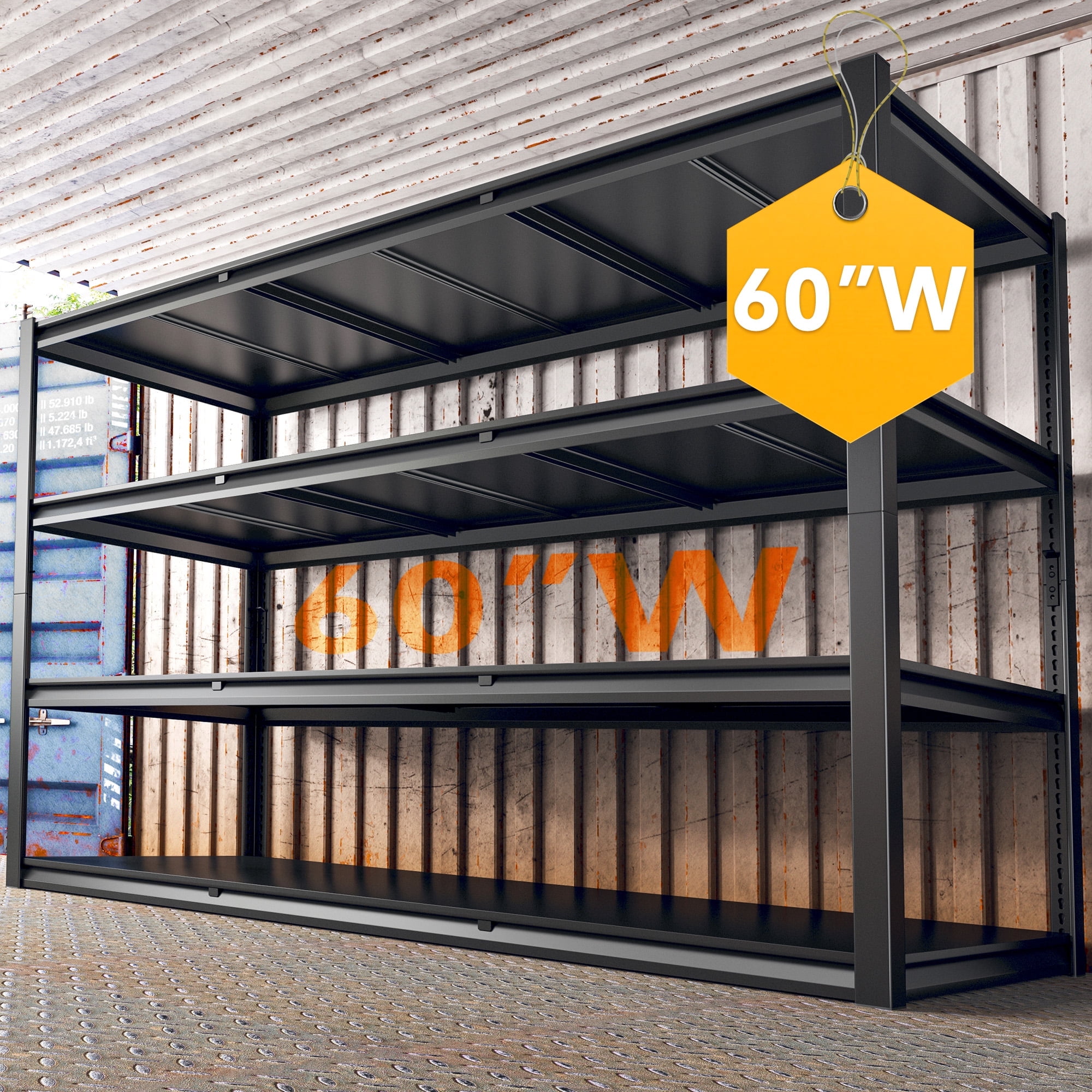 REIBII 60" W Garage Shelving Heavy Duty Storage Shelves 2650LBS Adjustable 4 Tier Metal Shelves Garage Storage Shelf and Industrial Shelving Utility Rack,60" W x 24" D x 60" H
