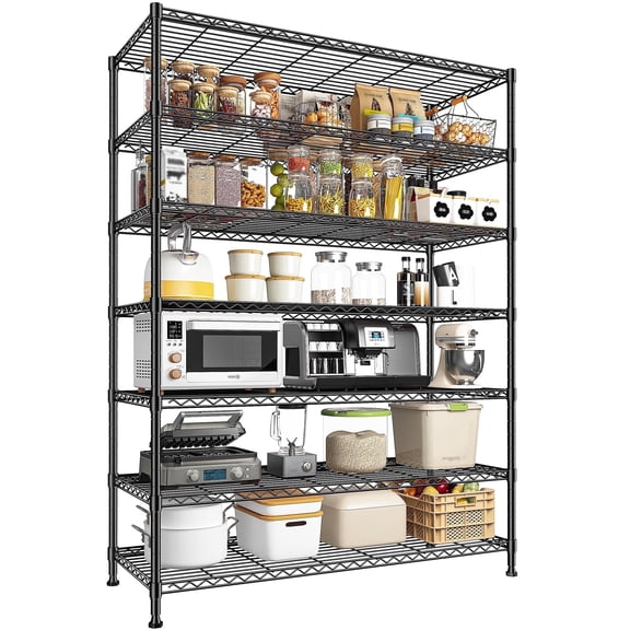 REIBII 7-Tier Heavy Duty Metal Wire Shelving Unit,1400lbs Capacity,45 "W x 82.6 "H x 13.5 "D,Adjustable Steel Storage Rack for Garage, Kitchen & Pantry