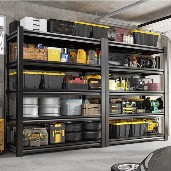 REIBII 72" H Garage Shelving Heavy Duty 3000 LBS 5 Tier Storage Shelves Adjustable Shelving Unit and Storage for Garage,Basement,36" W x 16" D x 72" H, 2 Packs