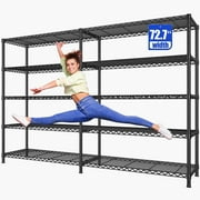 REIBII 72" W Storage Shelves 70" H Wire Shelving 5 Tier Kitchen Shelf Heavy Duty Metal Racks For Garage Pantry