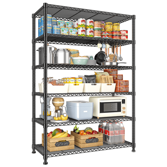 REIBII 75" H Storage Shelves 6-Tier Wire Shelving Unit Adjustable Metal Shelving for Kitchen Pantry Laundry