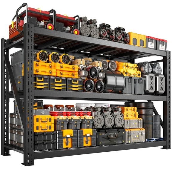 REIBII 77" W Heavy Duty Metal Garage Shelving Storage Shelves,77"W x 24"D x 66"H