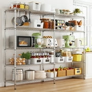 REIBII Chrome 58" Wide 5-Tier Wire Shelving Rack Adjustable Metal Storage Shelves for Kitchen Pantry