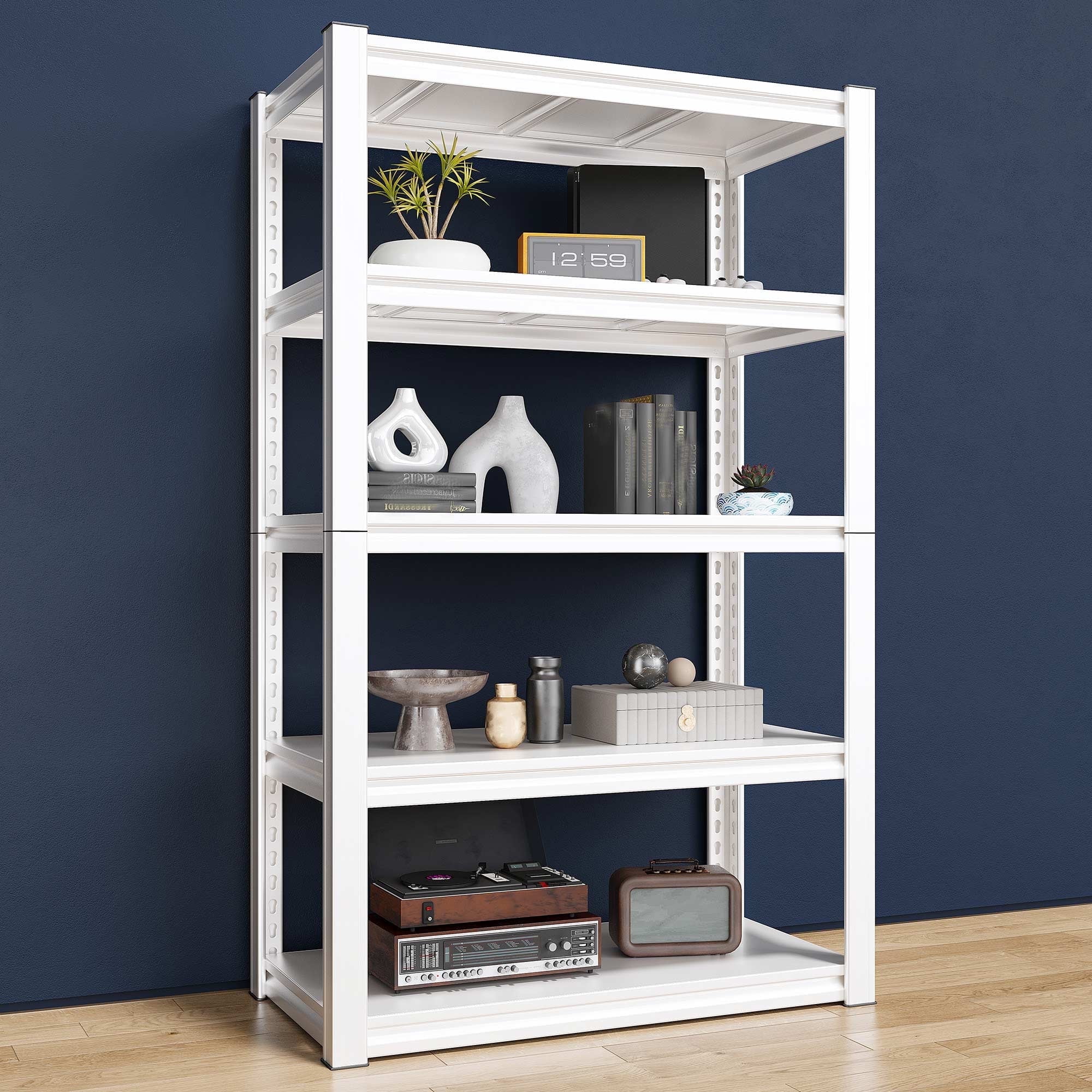 White Heavy Duty 5-Tier Metal Storage Shelving Unit