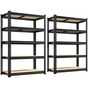 REIBII Set of 2 Storage Shelves Units 5 Tier Adjustable Garage Shelving Heavy Duty 1800LBS Metal Shelving,28"Lx11.8"Wx60"H