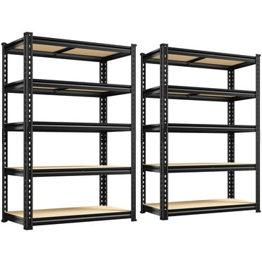 REIBII Set of 2 Storage Shelves Units 5 Tier Adjustable Garage Shelving Heavy Duty 1800LBS Metal Shelving,28"Lx11.8"Wx60"H