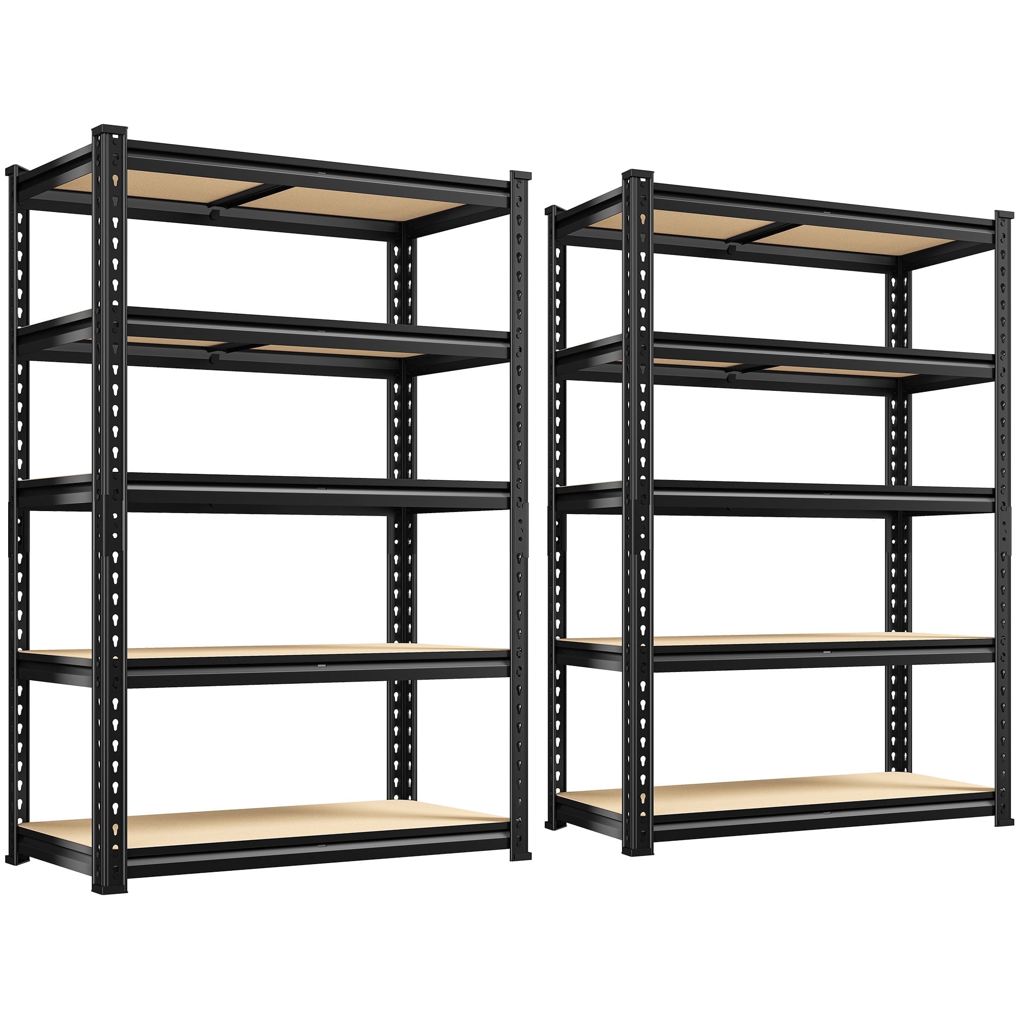 REIBII Set of 2 Storage Shelves Units 5 Tier Adjustable Garage Shelving Heavy Duty 1800LBS Metal Shelving,28"Lx11.8"Wx60"H