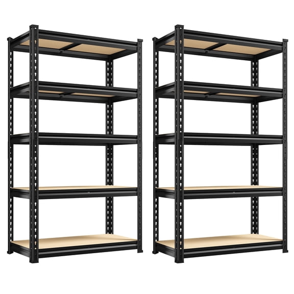REIBII Storage Shelves Unit 5 Tier Adjustable Metal Shelving for Garage,12"D x 28"W x 60"H, 2-Pack