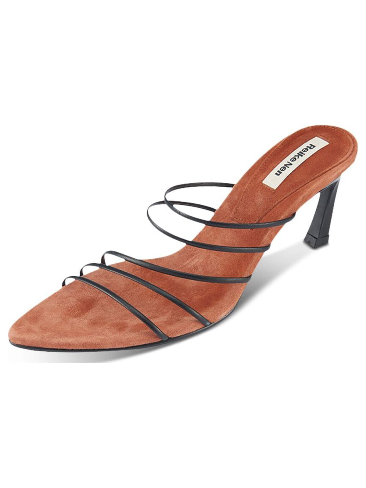 REIKE NEN Womens Black Asymmetrical Strappy Almond Toe REIKE NEN Womens Black Asymmetrical Strappy Almond Toe