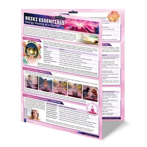 Reiki Essentials Quick Reference Guide with Symbols Hand Positions, Chakra Awareness Practice, Compact, 4-Page Desk Chart or Wall Poster by Cramcharts
