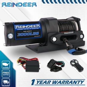 REINDEER 3000 lb 12V Synthetic Rope Electric Winch, IP67 Waterproof with Wireless Remote and Hawse Fairlead for ATV UTV Side by Side