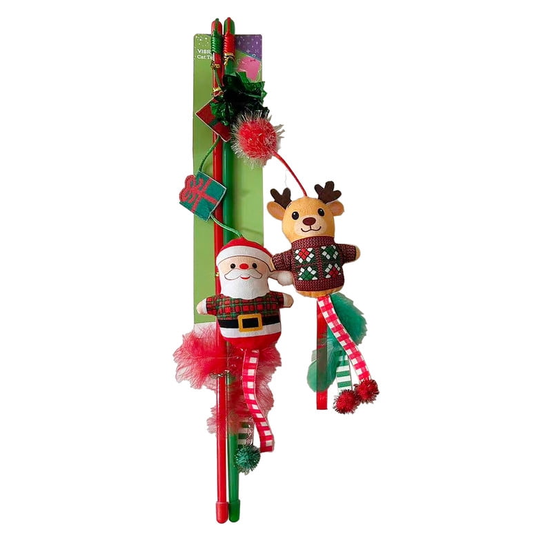 Vibrant Life Holiday Cat Teaser Toy Set, Santa & Reindeer, 2 Pack