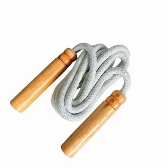 REINDEER Cotton Jump Rope with Wooden Handles - Tangle-Free Fitness Skipping Rope for Exercise, Grey