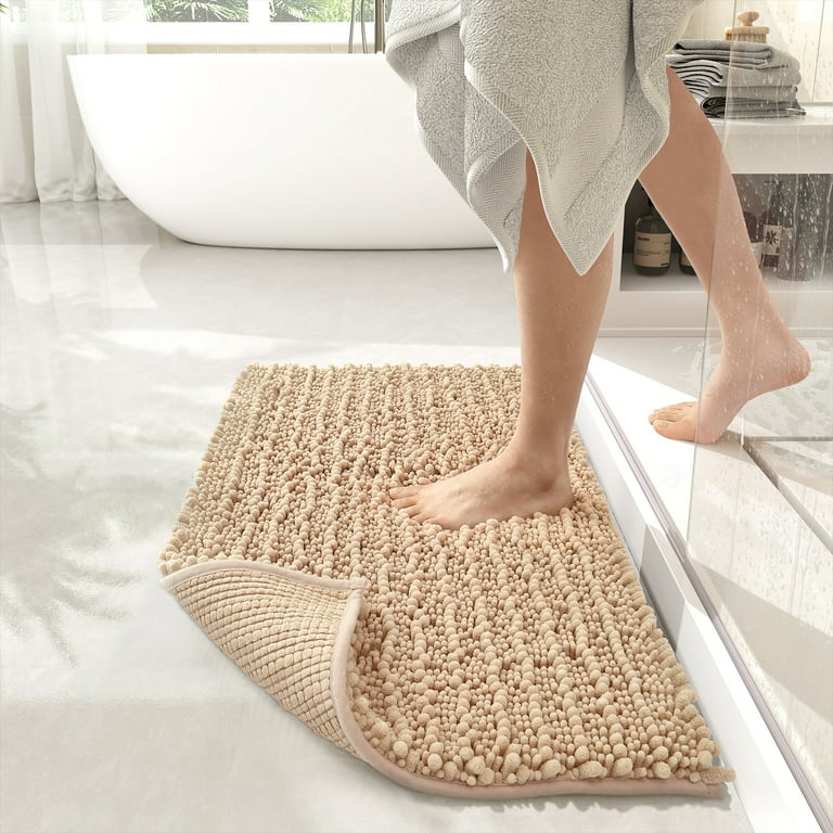 Home Weavers | Shaggy Luxury Collection | Bathroom Rug | Soft | Water Absorbent | Cotton | Machine Washable & Dry | 24 inchx36 inch | Sand, Size: 24 x