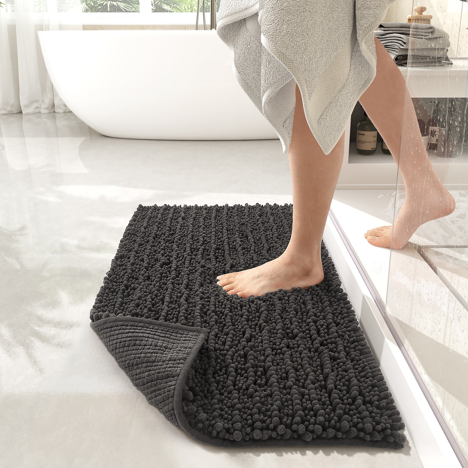 Yimobra Luxury Chenille Bathroom Rug Mat, Extra Soft and Absorbent Shaggy Bath Rugs Non Slip, Machine Wash and Dry, Plush Carpet