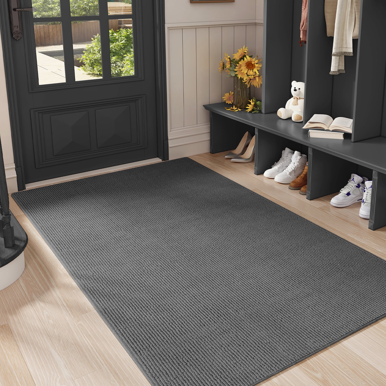Dean Indoor/Outdoor Carpet Walk-Off Entrance Door Mat/Rug - Black - 6' x 8