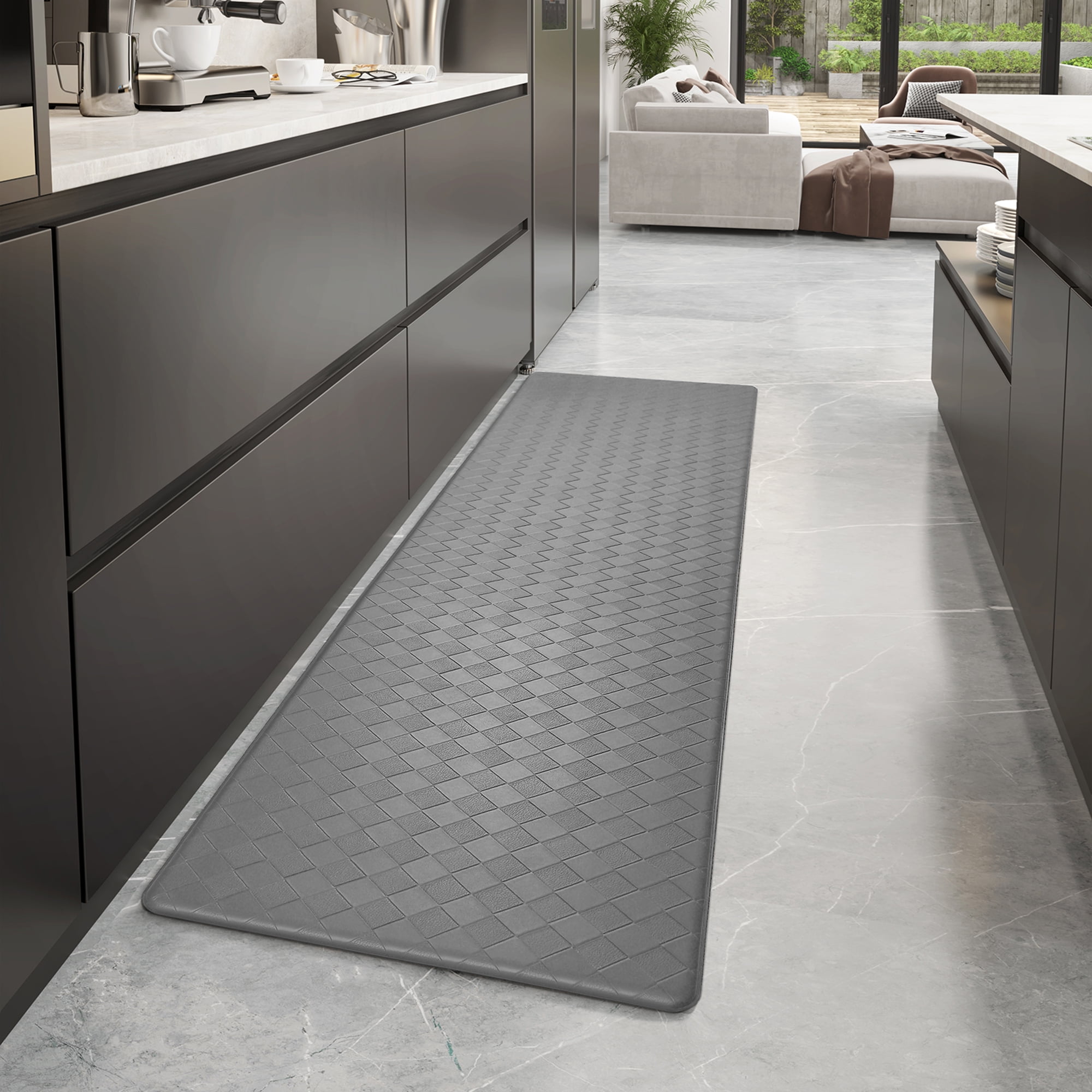  KIMODE Anti Fatigue Kitchen Mats for Floor 2PCS,17x47+17x29  Farmhouse Kitchen Rugs Non Slip Rubber Backing,Waterproof Cushioned  Standing Mat for Office,Laundry,Sink,Desk,Grey : Home & Kitchen
