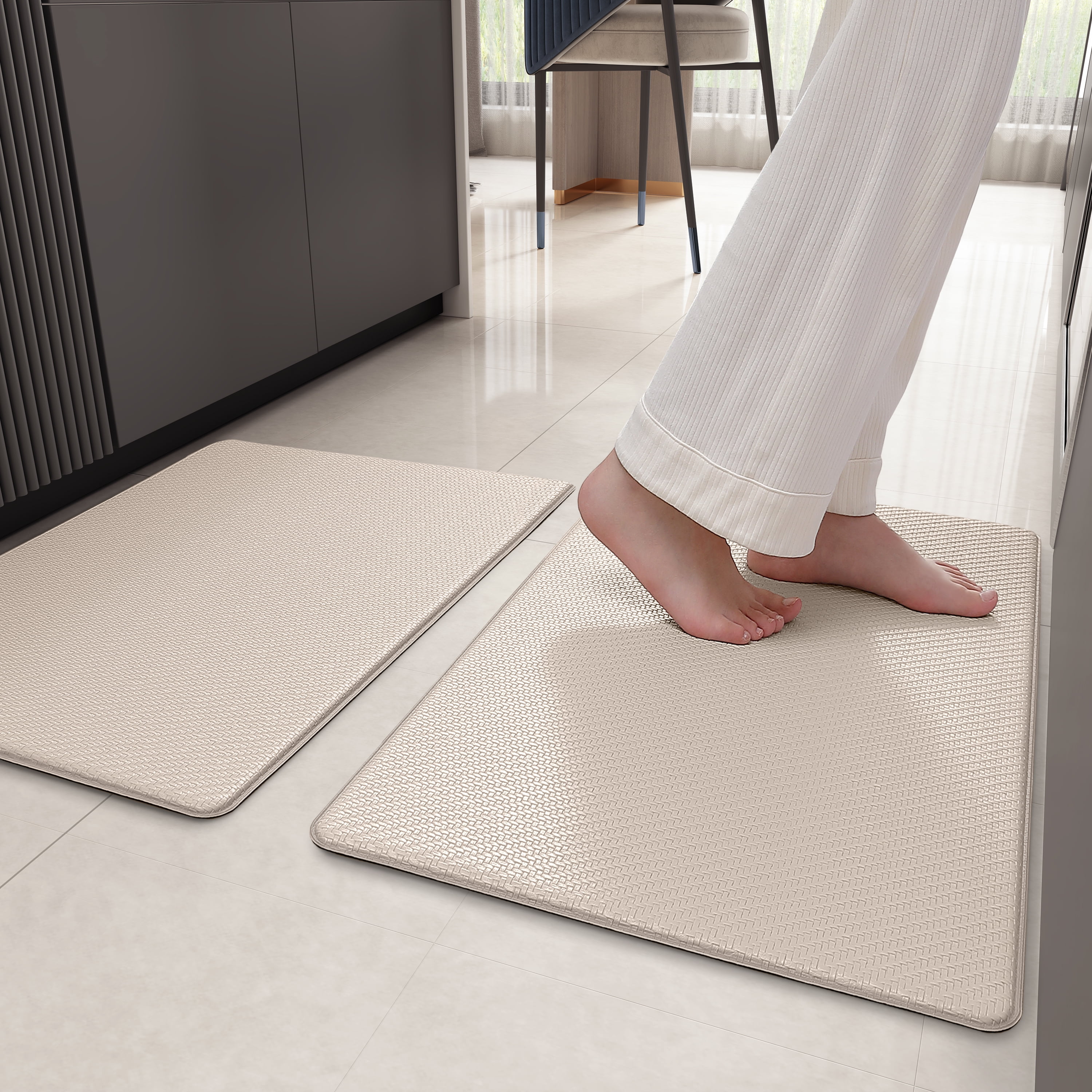 REINDEER FLY Kitchen Rug Set, Non Slip Kitchen Mat Set of 2 Piece