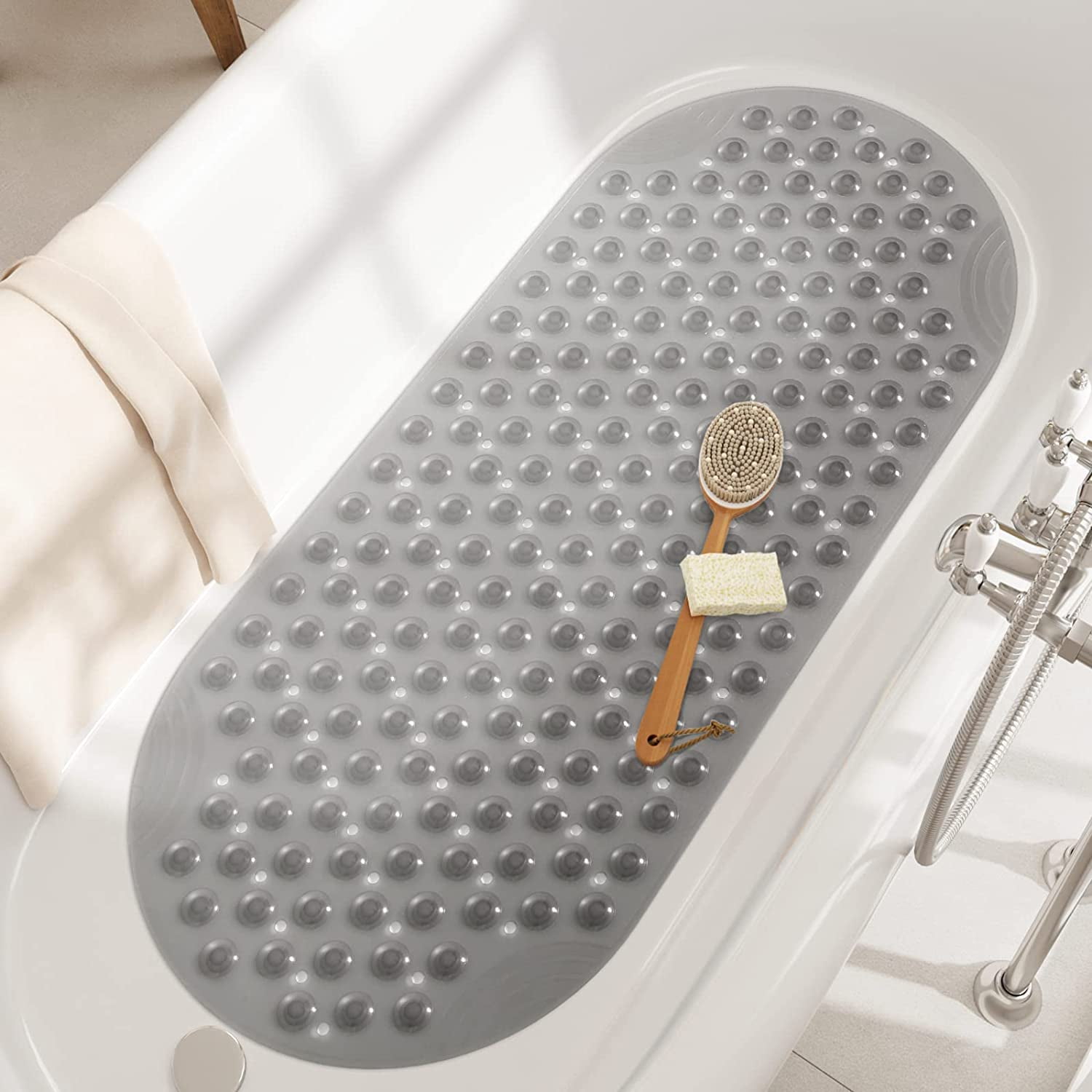 Bath Shower Tub Mat 39x15 Machine Washable Bathtub Mats with Drain Holes,  Suction Cups - Bed Bath & Beyond - 29860626