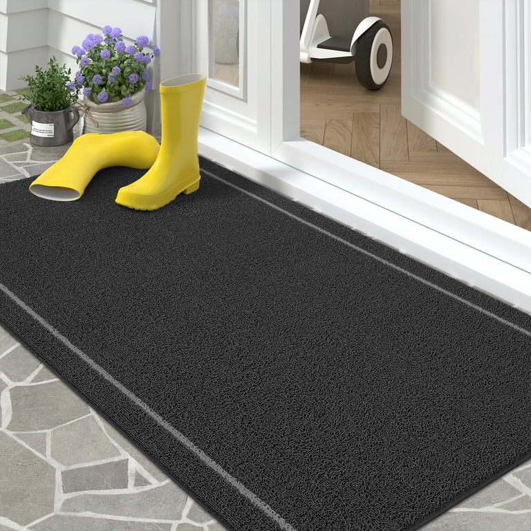 REINDEER FLY Outdoor Doormat, 24x 47 Non Slip Front Door Mat for  Entryway, Low Profile Resist Dirt Outdoor Mats, Welcome Mat for Outside,  Black
