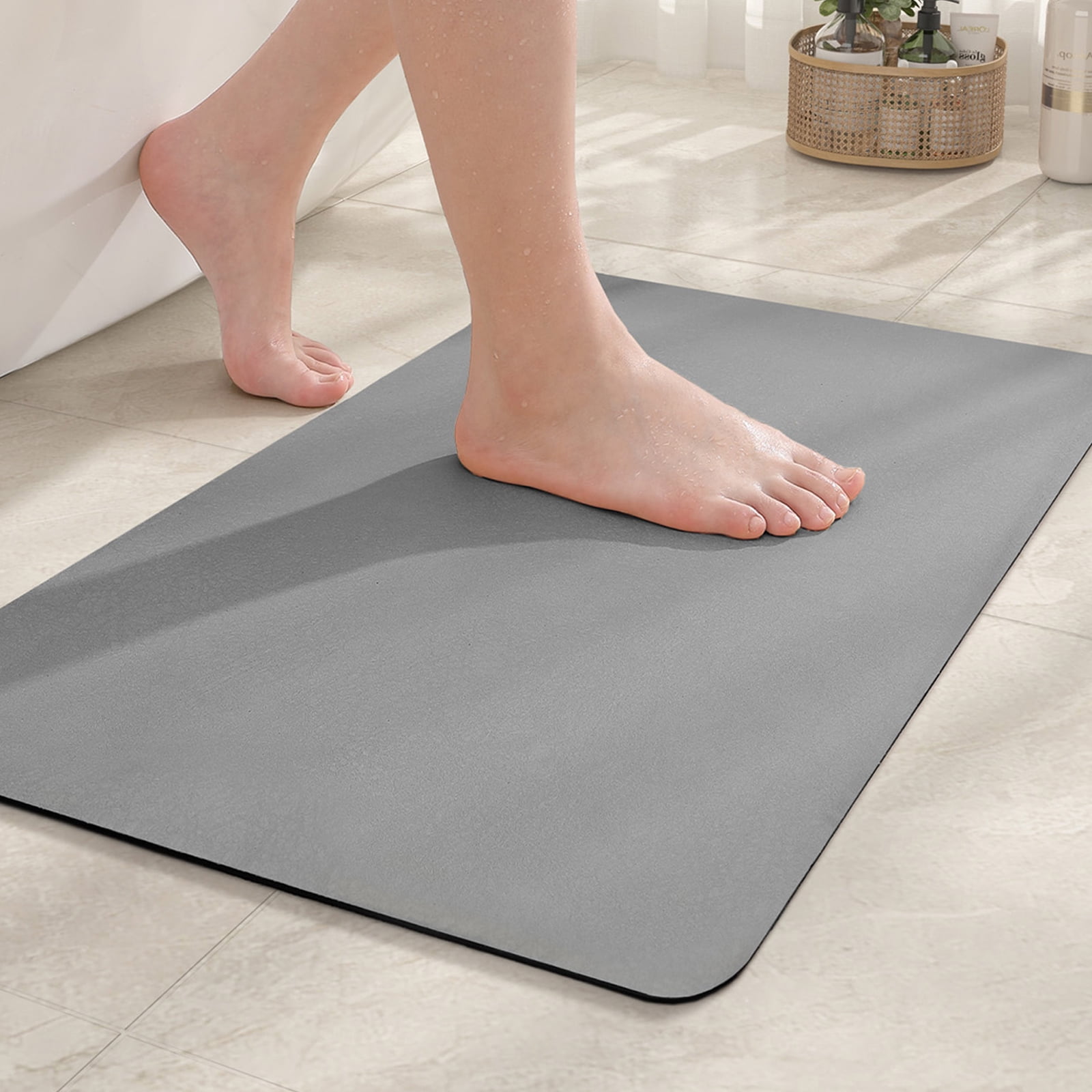 Thickened Bath Mat, Foot Wiping Mat, 23.6 x 15.7 x 1.2 inches, Quick Drying,  Absorbent, Anti-Slip, Fluffy, Antibacterial, Odor Resistant, Entrance Mat,  Bathroom, Kitchen, Washable 