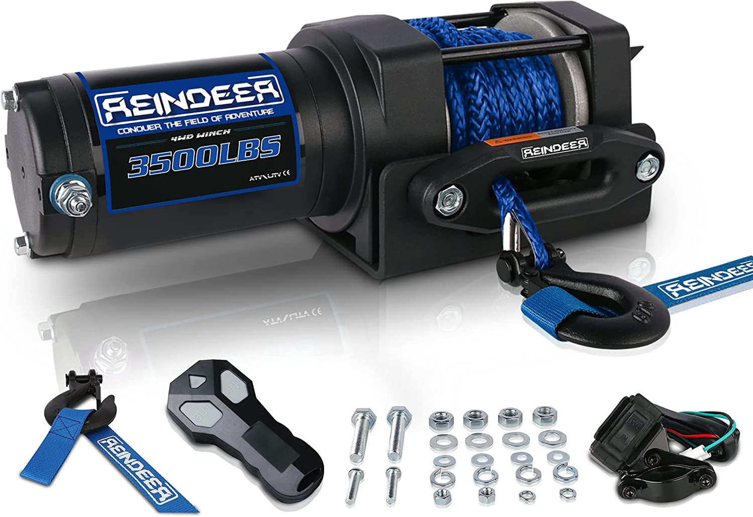 REINDEER New 12V Winch 3500 lb Load Capacity Electric Winch Kit