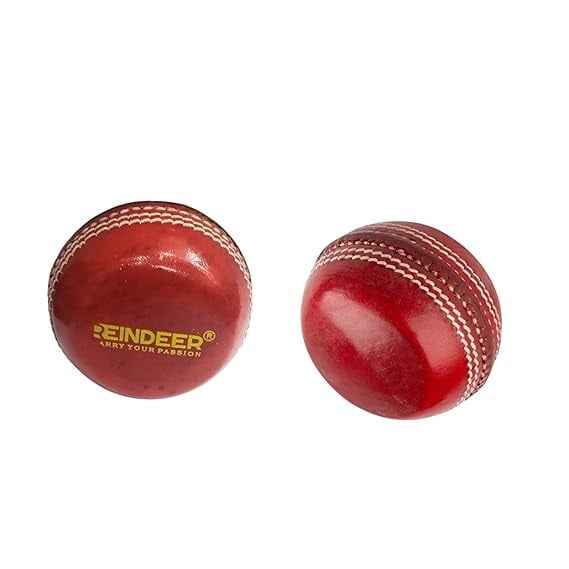 REINDEER Training Cricket Red Leather Flat Ball for Senior & Junior 150Gm-170Gm (Pack of 1),