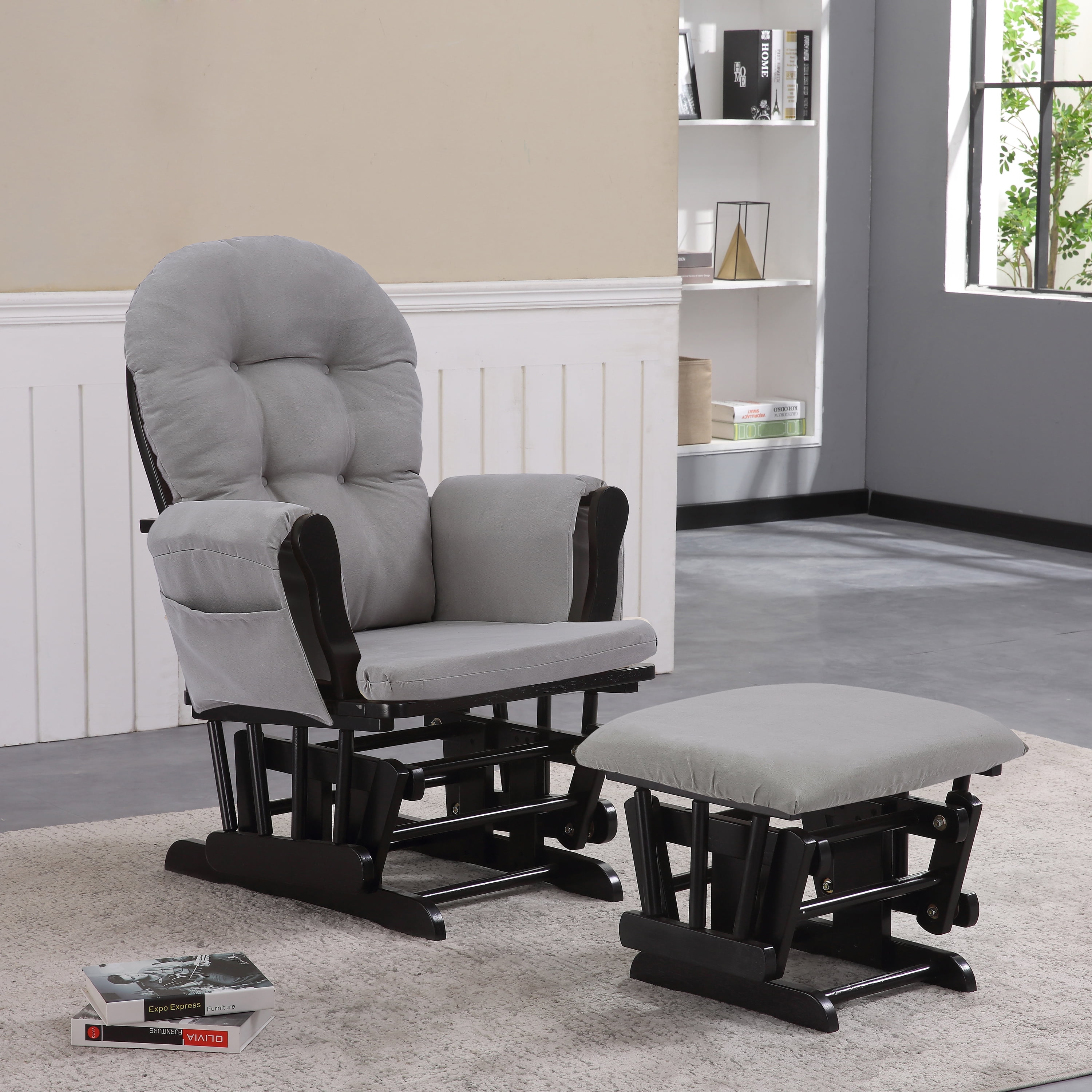Glider Rocker REJOICE HOME Contemporary Solid Hardwood Willow Glider Rocking Chair ...