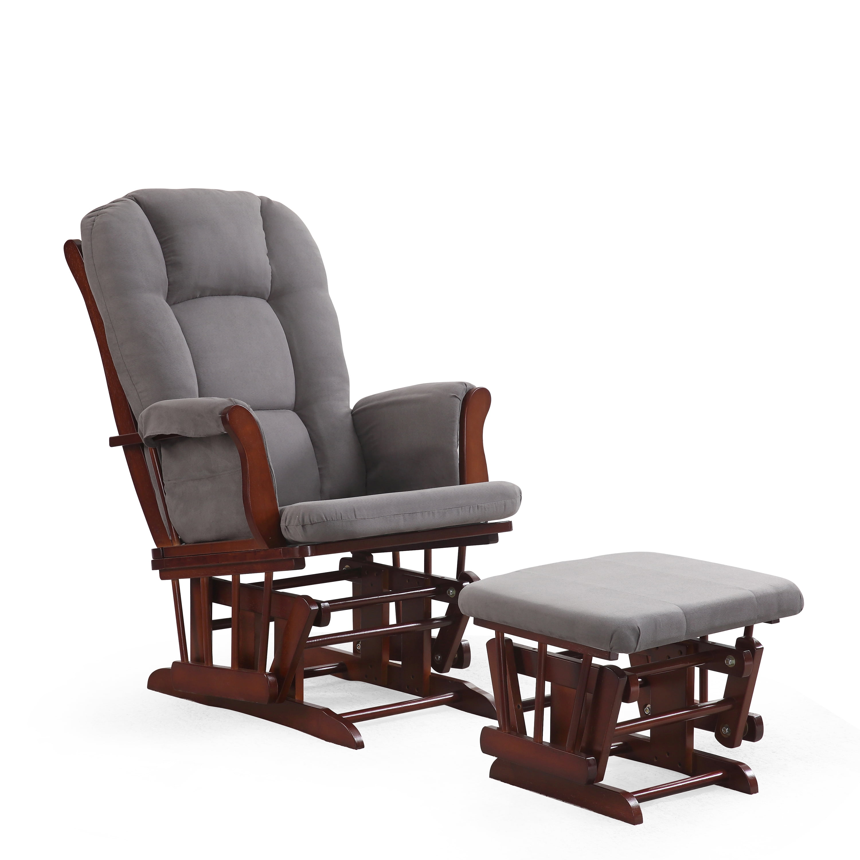 REJOICE HOME Glider Rocking Chair with Ottoman, Espresso/Grey - Walmart.com