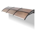 thumbnail image 1 of REKHH 118"x38" Window Awning Canopy, Polycarbonate Front Door Patio Cover for UV, Rain, Snow & Sunlight Protection, Stylish Brown Panel with Black Bracket, 1 of 8